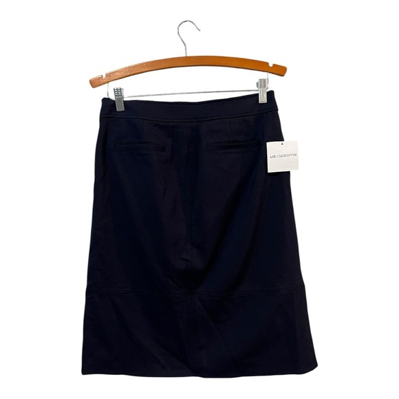 Liz Claiborne Navy Blue Pencil Skirt Size 8 New Career Office Work Button Detail - Picture 2 of 5